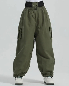 Pantalon de ski professionnel écologique imperméable avec fermeture éclair, coupe ample, pour femmes et hommes, coupe-vent, isolé, thermique, cargo, sports d'hiver - Product Image 1