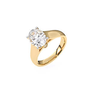Anillo Solitario Clásico con Corte Ovalado y Corte Fantasía, Cultivado en Laboratorio, 2.06 Ct, en Oro Amarillo, Blanco y Rosa de 9K - Product Image 3