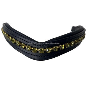 สายรัดหนังบรูว์ฮอร์สแบบเรียบรูปตัววีสีเขียวมะกอกประดับเพชรสายหนังวัวเป็นช่องเปล่าออกแบบเองได้ - Product Image 1