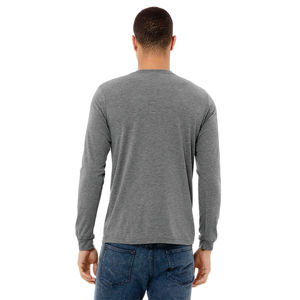 Camiseta de manga larga de Triblend Unisex, Camiseta de algodón 50% rayón 25% poliéster 25% Airlume peinado y anillo, individual, 3,8 oz, gris - Product Image 3