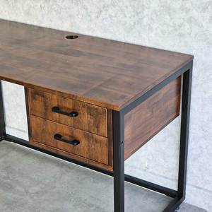 BD68116 Computer Desk with 120x60cm Drawers Rubber Wood and <b>Iron</b> Legs - Product Image 6