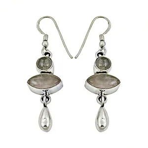 Boucles d'oreilles pendantes en argent 925 avec quartz rose pour femmes, perle d'eau douce, bijoux en pierres précieuses, forme de goutte d'eau dorée pour les fêtes - Product Image 2
