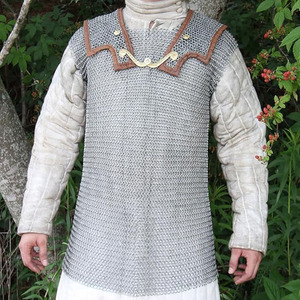 Répliques d'armure Lorica Hamata romaine en acier poli antique, armure en mailles d'acier argentée, impression offset, anneau rond, maillon buté, cadeau - Product Image 2