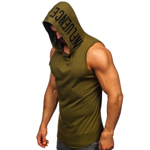 Camiseta sin mangas de gimnasio con capucha para hombre con logotipo personalizado Tela transpirable ecológica Estilo de calle principal Servicios OEM - Product Image 5