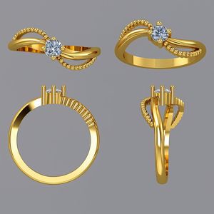 Bague en diamant solitaire élégante en or 14 carats Bijoux fins pour femmes pour cadeau de fête de fiançailles d'anniversaire de mariage - Product Image 1