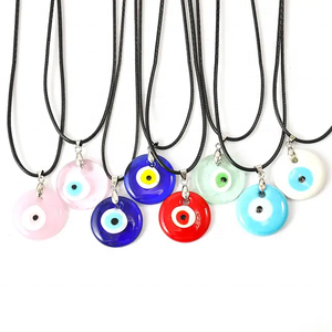Exclusivo turco mal de ojo colgante collar vidrio cuero cuerda turco proteger suerte collar gargantilla amuleto regalo de Navidad - Product Image 1