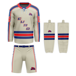 Vêtements de sport personnalisés Maillot de hockey sur glace brodé en sergé de sublimation Short de hockey sur glace Chaussettes de hockey sur glace logo OEM - Product Image 4