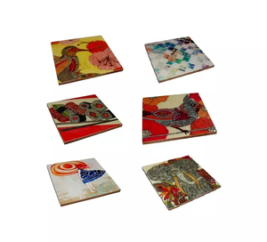 Antique Tabletop Enamel Design Wooden & Resin Tea Cup <b>Mats</b> Pads Modern Style Custom Design Household Dinnerware Glass Coaster - Product Image 1