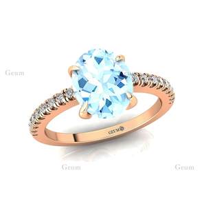 แหวนเพชรรูปไข่สีอะความารีนธรรมชาติสำหรับ1.75Ct ครบรอบ14K 18K แข็งทองเดือนมีนาคมพลอยแท้เครื่องประดับแหวนแต่งงาน - Product Image 2