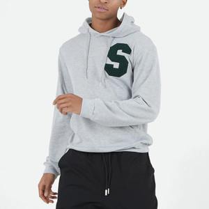 Alta calidad 100% algodón Chenille bordado hombres sudaderas con capucha manga larga hombro caído Oversize invierno grueso sólido diseño personalizado - Product Image 1