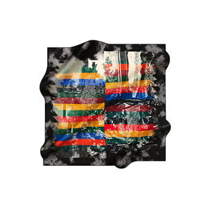 Black Cotton Square Scarf with Geometric Pattern - Product Image 1