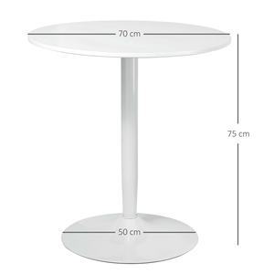 HOMCOM Table ronde moderne pour 2 personnes en MDF et acier, Ø 70x75cm, blanc - Product Image 3