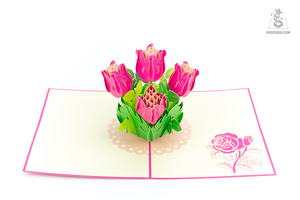 Carte de vœux en papier 3D pop-up assemblée à la main, forme d'arbre fleuri, style fleurs artificielles, beau cadeau pour toutes les occasions - Product Image 5