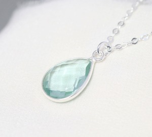 สร้อยคอจี้เหลี่ยมเพชรพลอยสีฟ้า7x10มม. สำหรับผู้หญิงสร้อยคอหินวันเกิดพร้อมสร้อย925ชุบเงินแท้ - Product Image 5