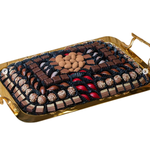 Deluxe Quality Stainless Steel Tray With Leaf Design Handle Vintage <b>Chocolate</b> Serving Tray Dessert Holder For <b>Weddings</b> & Events - Product Image 4