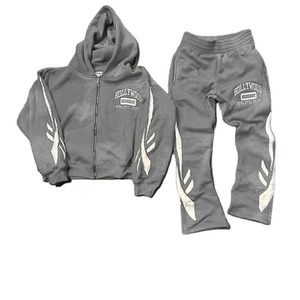 ชุดวอร์มสองชิ้นสำหรับผู้ชายชุดวอร์มขาบานแบบรูดซิปปักโลโก้ได้ตามต้องการ - Product Image 5