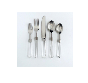 Poignée de cuillère en acrylique design de luxe Cuillère à salade en acier inoxydable Ensembles de couverts Poignée en acrylique transparent moderne - Product Image 2