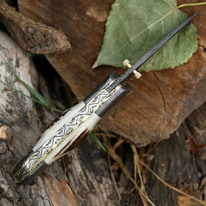 Couteau utilitaire de poche de chasse en plein air professionnel japonais damas acier changement Style bouton poussoir OEM personnalisable bricolage vente - Product Image 5