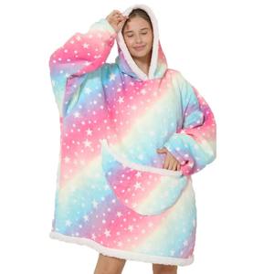 Thick Sherpa Fleece Cozy Warm Breathable Streetwear Winter Oversized <b>Hoody</b> Wearable <b>Hoodie</b> <b>Blanket</b> with Hoods - Product Image 1