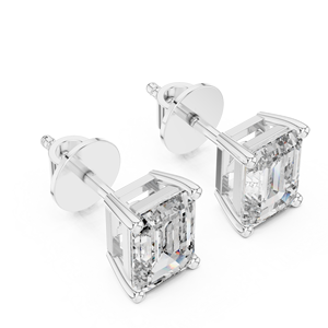 SHREYA DIAM Emerald Cut Moissanite <b>Stud</b> Earrings 925 <b>Silver</b> Rose Gold/Gold/<b>Silver</b> Plating Classic Geometric Design for Women's - Product Image 2