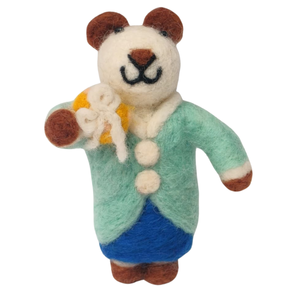 Handmade Wool Felt Bear Toy Cute New Zealand Wool Bear Plush with Gift Basket Soft Eco Friendly Handcrafted Bear from Nepal - Product Image 1