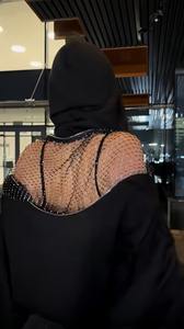 Sweat à capuche oversize à épaules tombantes, nouveau design personnalisé, broderie, 450GSM, automne-hiver, dos nu, épaule creuse, maille, streetwear pour femmes - Product Image 5