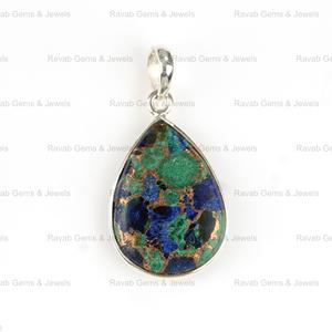 16x22mm poire forme Briolette naturel azurite cuivre pierre précieuse minimaliste indien bijoux en argent Sterling pendentif à breloques pour les femmes - Product Image 4