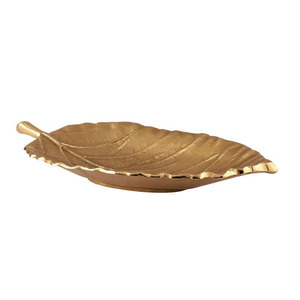 Metal Leaf Serving <b>Platter</b> Vintage Design Serving Tray for Home or Special Occasions Stoneware Dishes - Product Image 4