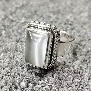 New Fashion S925 Sterling <b>Silver</b> Punk Style Gemstone <b>Ring</b> Men's Real Natural Black Onyx Square Big Classic Domineering Trendy - Product Image 3