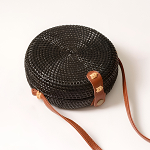 Sac cabas rond en rotin, meilleur prix, sacs à main tissés à la main, essentiels pour femmes, sacs à main en fibres naturelles - Product Image 1