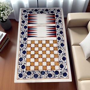 Mesa de Diseño con Incrustaciones de Piedra Dura, Mesa de Comedor con Incrustaciones de Mármol para Sala de Estar o Comedor - Product Image 2