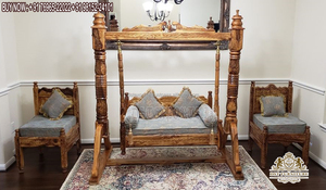 Hermoso Columpio de madera de teca para sala de estar Columpio de madera interior Jhula para el hogar en EE. UU. Columpio de madera de teca maciza India Fabricante EE. UU. - Product Image 2
