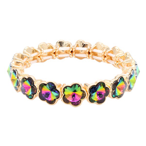 Bracciali e braccialetti in cristallo blu con cristalli placcati oro - Product Image 4