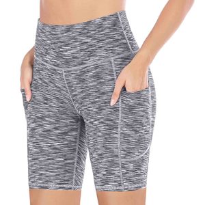 High Waist Yoga <b>Shorts</b> <b>With</b> Pockets Breathable Seamless <b>Spandex</b> Polyester Solid Color <b>Short</b> Length Elastic Waist - Product Image 5