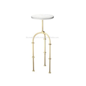Elegant Round <b>Marble</b> & Metal Pipe Drink <b>Table</b> Premium Stone Top with Minimalist Base for Home <b>Coffee</b> <b>Tables</b> <b>Set</b> - Product Image 5