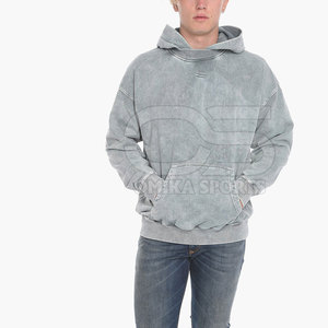 เสื้อมีฮู้ดผู้ชายผ้าฝ้ายผสมกรดแฟชั่นวินเทจสไตล์สตรีทพร้อมเอฟเฟกต์มัดย้อมและดีไซน์ฮู้ดทันสมัย - Product Image 4