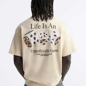 Oversize 260GSM Camiseta de hombre de alta calidad 100% algodón Logotipo personalizado Hombro caído Longitud recortada Caja Ajuste Patrón sólido de punto - Product Image 2