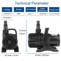 Pompa Submersible 2700GPH yang Kuat, Pompa Air Tenang untuk Kolam & Air Terjun, Pompa Filter Listrik dengan Adaptor Outlet Multi-ukuran