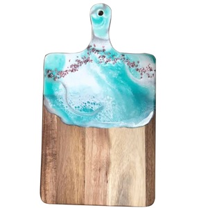 Planche à découper de forme personnalisée pour légumes, fruits, pizza, planche de service pour la cuisine à domicile, planche à découper en bois et résine - Product Image 1