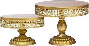 ขาตั้งเค้กโลหะทันสมัยสำหรับการนำเสนอเค้กและของหวาน  งานเคลือบเงาทนทานสำหรับงานแต่งงานและโอกาสพิเศษ - Product Image 5