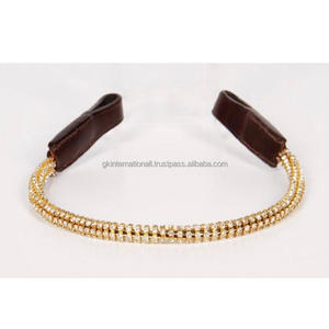 Jarretière en cuir véritable fait à la main, bandeau rond mixte fait-main, noir ou marron, couvert avec une chaîne à cristaux scintillants - Product Image 5