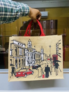 Bolsas de lona monocromáticas duraderas de algodón con impresión digital personalizada, bolsa de compras diaria ecológica para uso promocional - Product Image 2