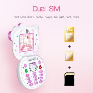 Nouveau téléphone portable K688 Hello Kitty mignon pour filles, mini téléphone portable à clapet avec dessin animé, sans verrouillage, double carte SIM, cadeau pour enfants, jouets kawaii - Product Image 2