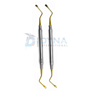 Juego de instrumentos quirúrgicos dentales manuales de alta calidad de Lucas de 2 puntas doradas Curetas aprobadas por la CE - Product Image 3