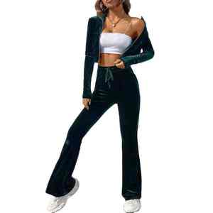 Haute qualité hiver solide 100% coton confortable 2 pièces velours sweat à capuche zippé costume Super sweat à capuche femmes survêtement pour hommes femmes - Product Image 5