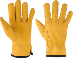 Gants de travail en cuir pour hommes et femmes Gants de sécurité durables renforcés en cuir de vachette résistants aux perforations et aux coupures pour le jardinage - Product Image 1