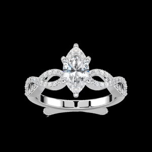 Bague de fiançailles en diamant de laboratoire taille marquise de 1,30 CTW, tige pavée torsadée, or massif 14 carats - Product Image 1