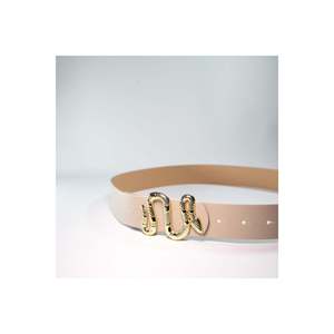 <b>Snake</b> Buckle Women's Trouser Belt, Jacket Belt, <b>Dress</b> Belt, Shirt Belt - BEIGE-GOLD - Product Image 3