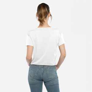 T-shirt musculaire en modal à trois mélanges pour femmes T-shirt à ourlet brut T Shirts Cropped Rib-Knit T Shirts - Product Image 3