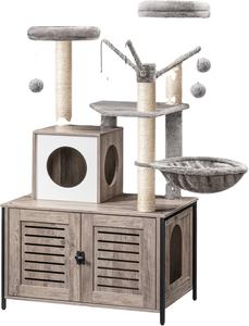 Árbol para Gatos de Lujo con Recinto para Caja de Arena, 4 Niveles, 27.6x18.9x52 Pulgadas, Mueble para Gatos de Interior - Product Image 2